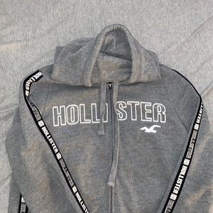 Grey Hollister zip-up sweater